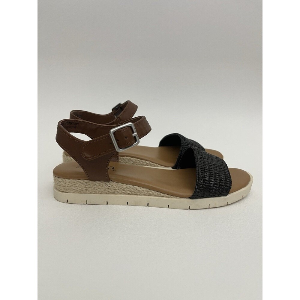 A.N.A A New Approach Sandals Womens 6 M Liah Memory Foam Black Ankle Strap Woven